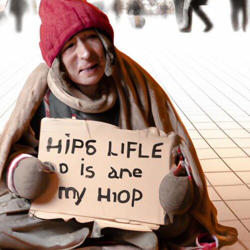 Create an image of a homeless person like KLP begging for money. (1).jpg