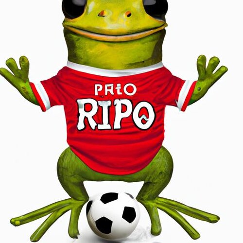 Create an image of Pepe Frog wearing a Peruvian national football team polo. (1).jpg