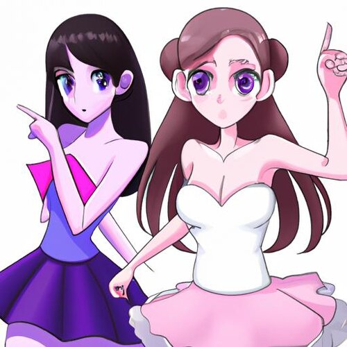 Improve this image of two women in anime style. (1).jpg