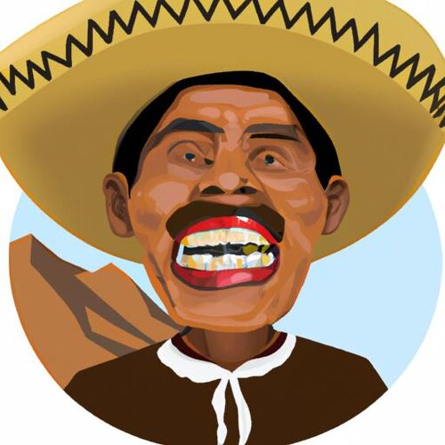 Un campesino peruano de color marron, con sombrero mexicano como presidente del Peru, que abre...jpg