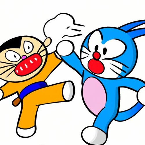 Doraemon and Goku fighting (1).jpg