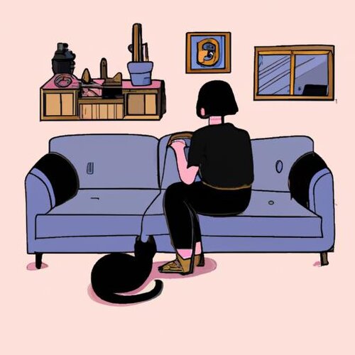 A picture with a person and a cat sitting on a couch in a living room. (1).jpg