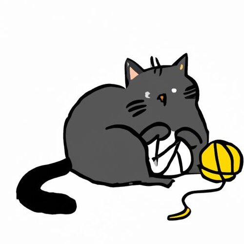 Please generate an image of a cat playing with a ball of yarn. (1).jpg