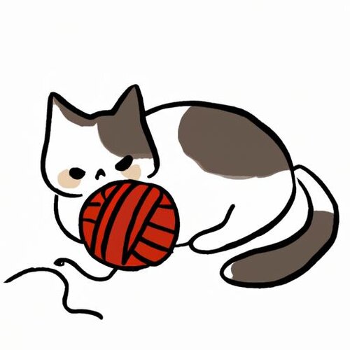 Please generate an image of a cute cat playing with a ball of yarn. (1).jpg