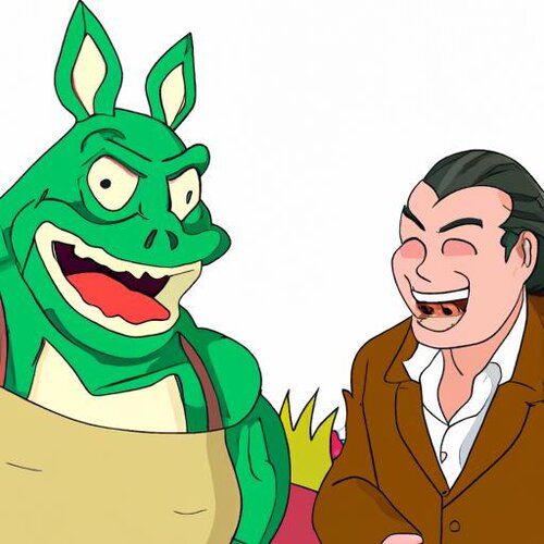 Shrek and Fujimori in a scene. Please generate an image of them together. (1).jpg