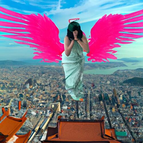 Imagen hiperrealista de un ángel invadiendo Japón. Por favor, crea una imagen que represente u...jpg