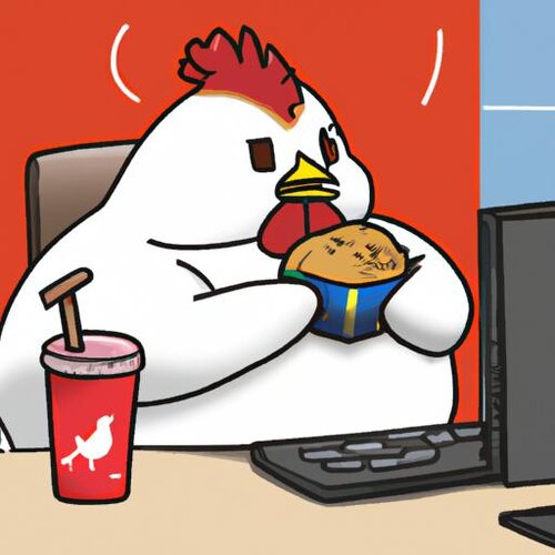 A fat chicken eating KFC chicken in front of a computer (1).jpg